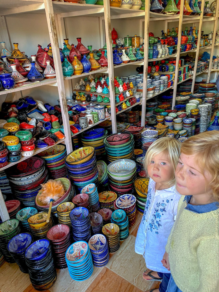 Children in a pottery shop at Safi, Morocco
