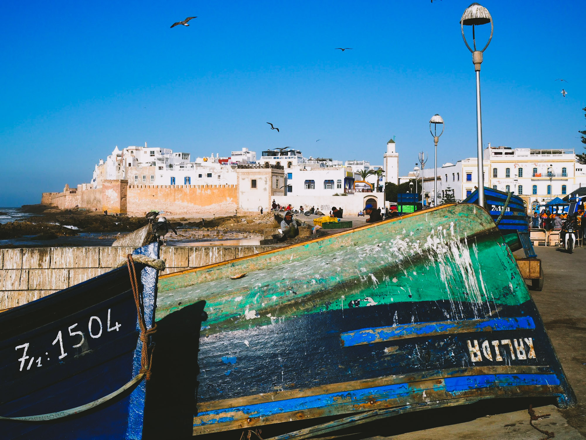 View of Essaouira old town from the fishing port