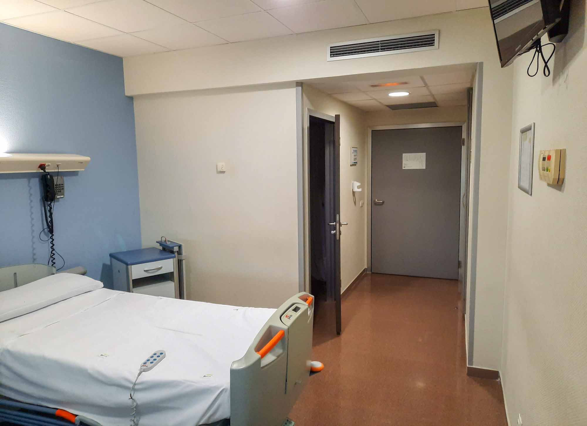 Inside a private room for a patient in a Spanish hospital